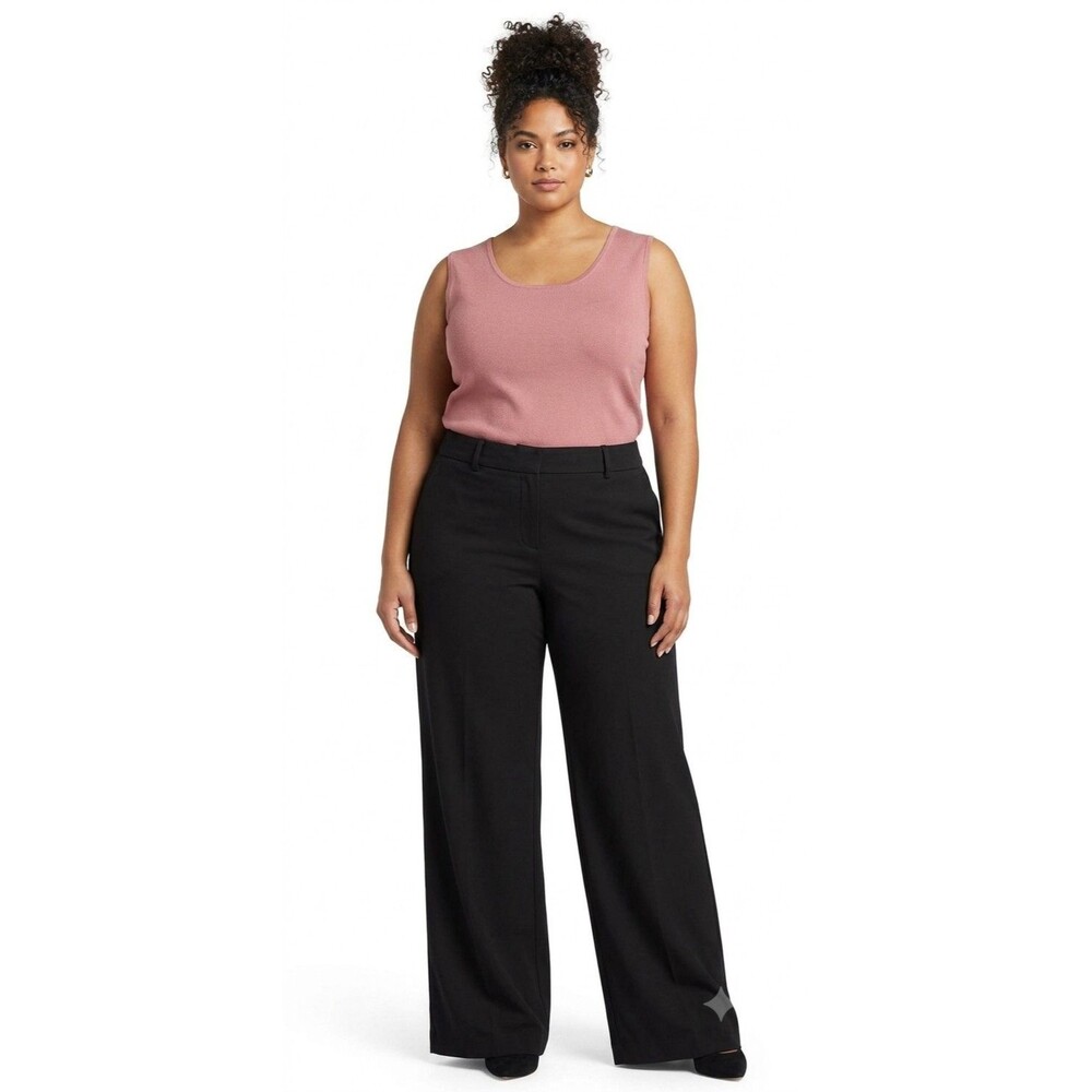 Liz Claiborne Women's Black Wide Leg Dress Pants Trousers Pockets 14